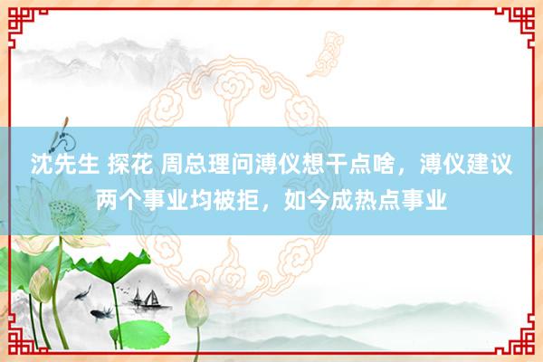 沈先生 探花 周总理问溥仪想干点啥，溥仪建议两个事业均被拒，如今成热点事业