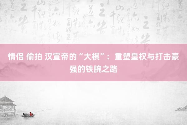 情侣 偷拍 汉宣帝的“大棋”：重塑皇权与打击豪强的铁腕之路